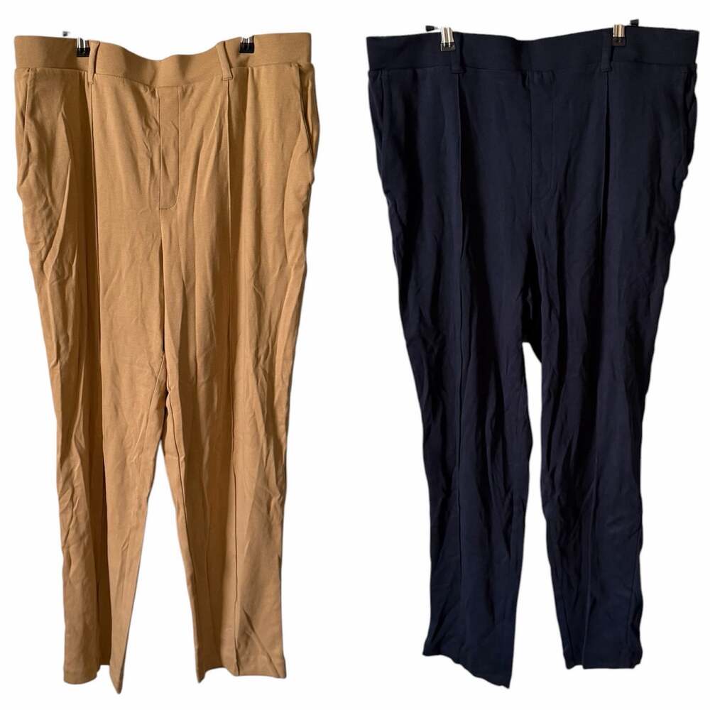 Set of 2 Lands' End Womens Size XL Tall Pants Sport Knit Tapered Leg Stretch